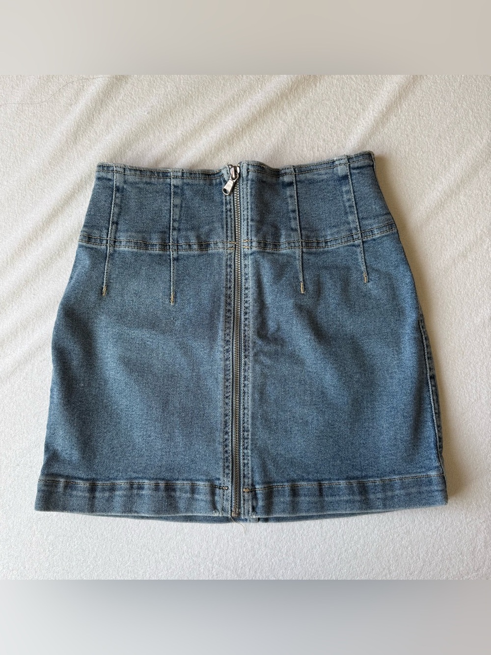 Free People Denim Mini Skirt with Center Zip